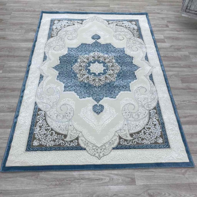 سجاد تركي باريس مودرن ناعم 0DS90Z سماوي بيج فاتح مقاس 150*150