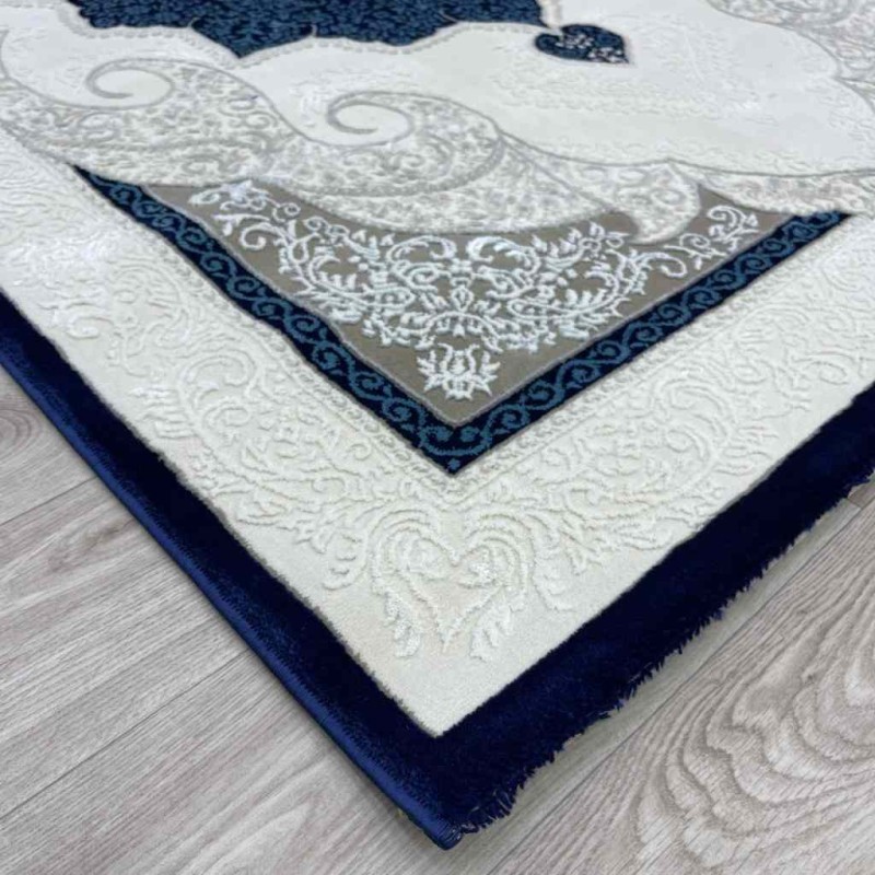 Turkish Paris carpet modern soft 0DS90Z Dark blue light beige size 100*200