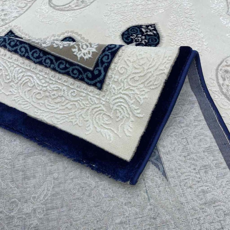 Turkish Paris carpet modern soft 0DS90Z Dark blue light beige size 100*200