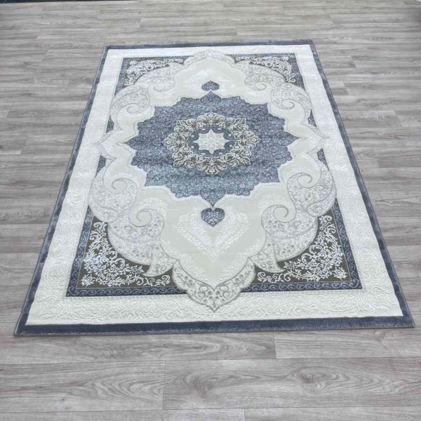 Turkish Paris carpet modern soft 0DS90Z Dark gray light beige size 100*300