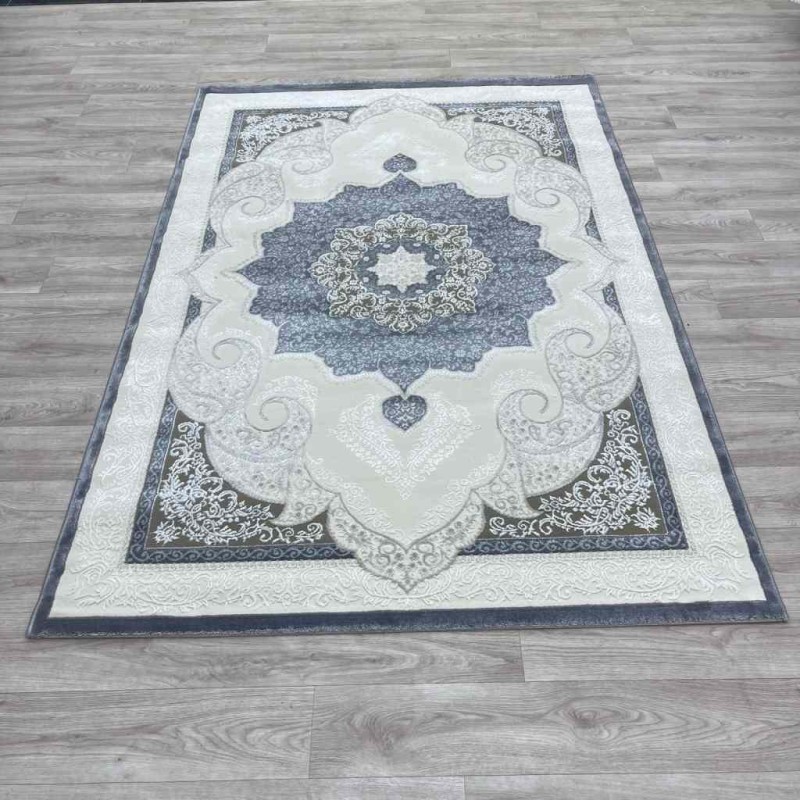 Turkish Paris carpet modern soft 0DS90Z Dark gray light beige size 200*200