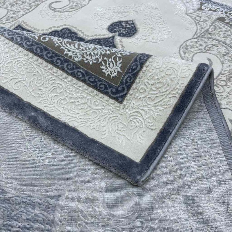Turkish Paris carpet modern soft 0DS90Z Dark gray light beige size 200*200