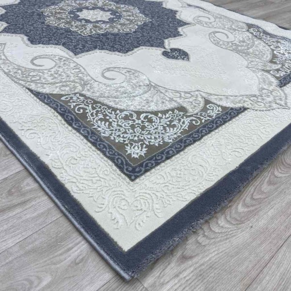 Turkish Paris carpet modern soft 0DS90Z Dark gray light beige size 100*300