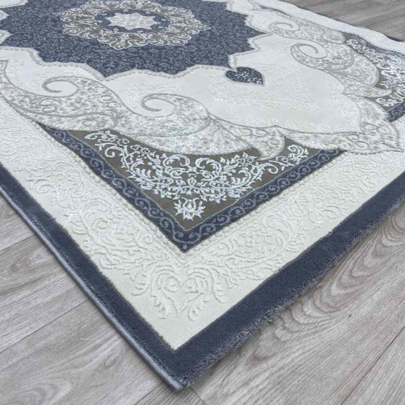 Turkish Paris carpet modern soft 0DS90Z Dark gray light beige size 200*200