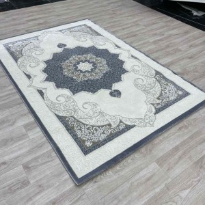 Turkish Paris carpet modern soft 0DS90Z Dark gray light beige size 200*200