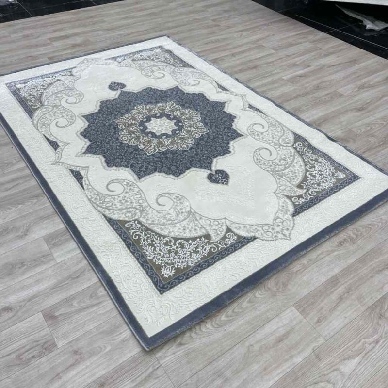 Turkish Paris carpet modern soft 0DS90Z Dark gray light beige size 200*200