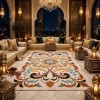 سجاد رمادا نقش كوري تركي A173A كريم مقاس 100*200
