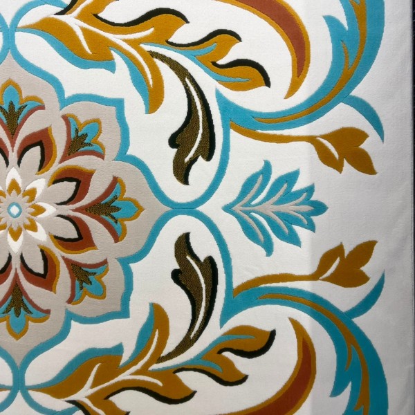 سجاد رمادا نقش كوري تركي A173A تركواز مقاس 250*350