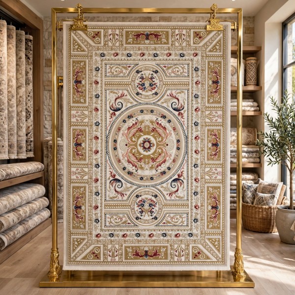سجاد فرساي نقش فرنسي تركي HN71A ابيض ذهبي مقاس 50*80