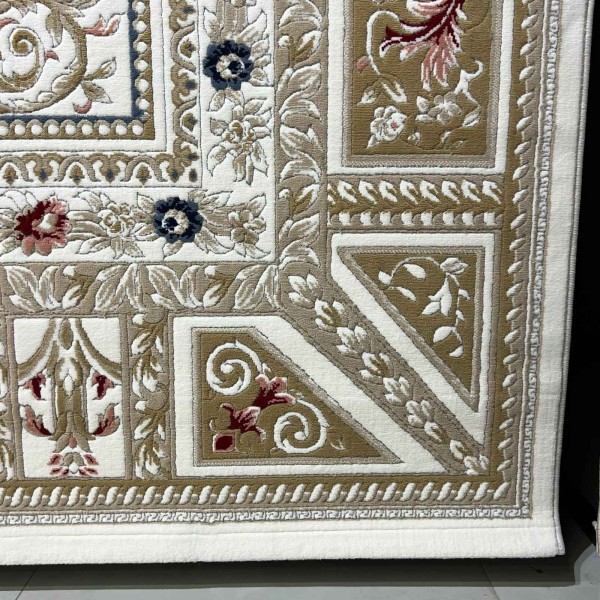سجاد فرساي نقش فرنسي تركي HN71A ابيض ذهبي مقاس 50*80