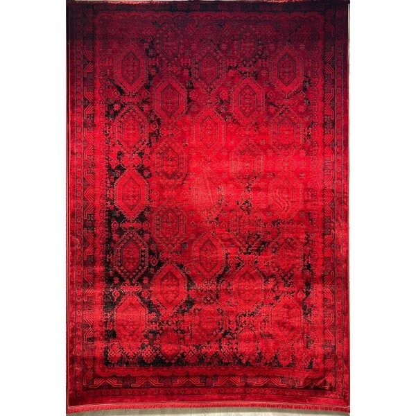 Turkish Bukhara Kandahar Afghani Rug P1455 Dark Red Size 400*400