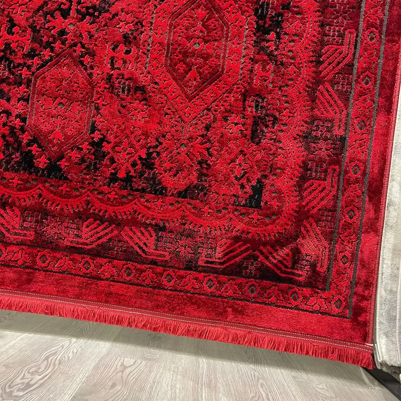 سجاد تركي بخارى قندهار افغاني P1455 احمر غامق مقاس 100*400