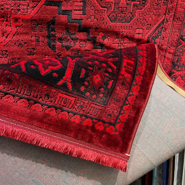 سجاد تركي بخارى قندهار افغاني P1665 احمر غامق مقاس 100*200