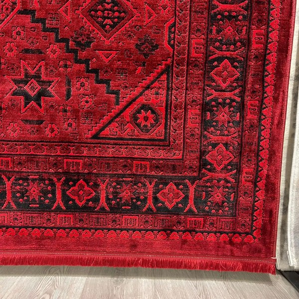 سجاد تركي بخارى قندهار افغاني P1665 احمر غامق مقاس 100*200