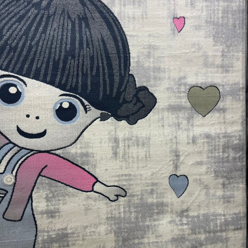 سجاد تركي اطفال كيدز 52665B اللون زهري ابيض مقاس 300*400