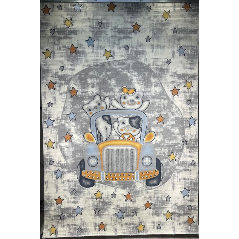 سجاد تركي اطفال كيدز 52644B اللون ابيض رصاصي فاتح مقاس 300*400