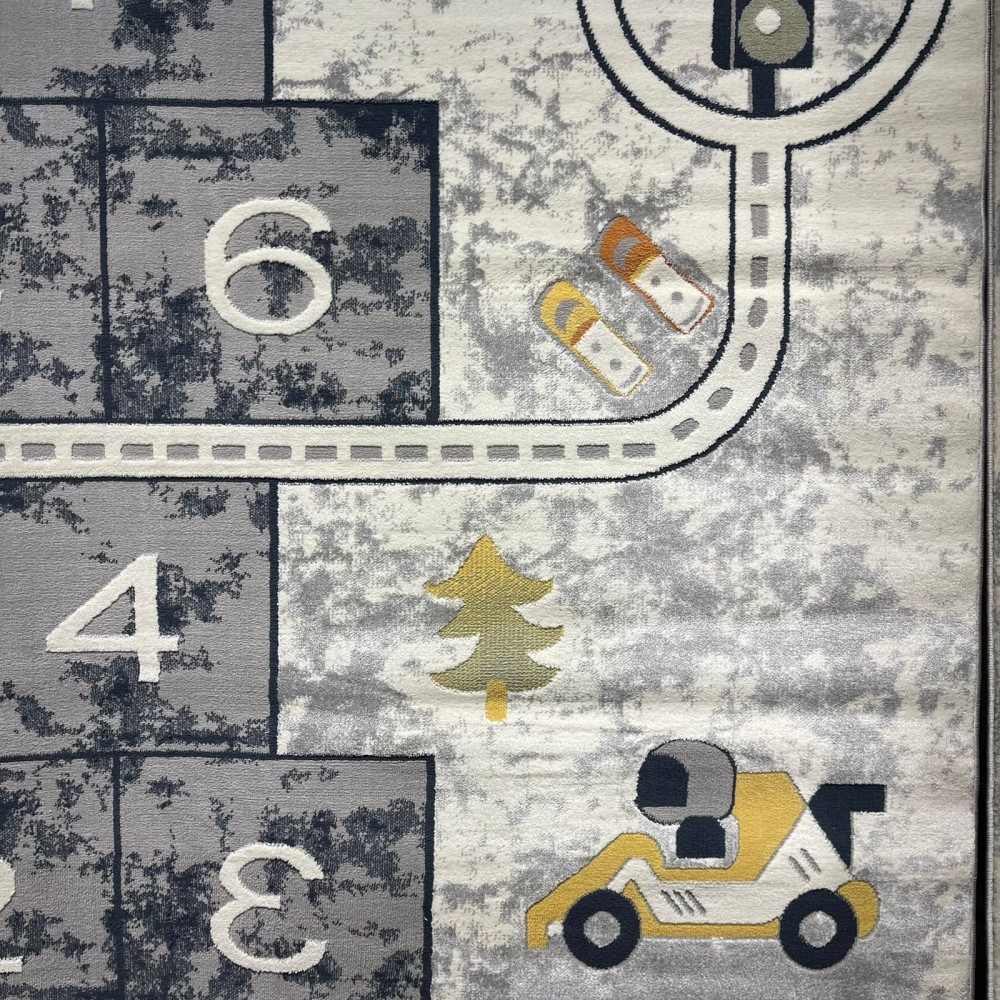 سجاد تركي اطفال كيدز 52645A اللون ابيض رصاصي فاتح مقاس 80*150