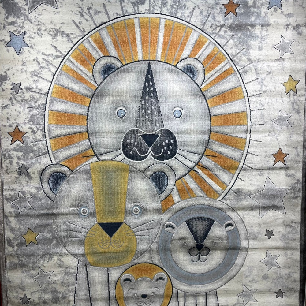 سجاد تركي اطفال كيدز 52646A اللون ابيض رصاصي فاتح مقاس 300*400