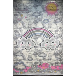 سجاد تركي اطفال كيدز 52659A اللون زهري ابيض مقاس 80*150