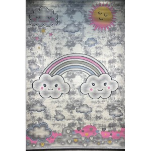 سجاد تركي اطفال كيدز 52659A اللون زهري ابيض مقاس 250*350