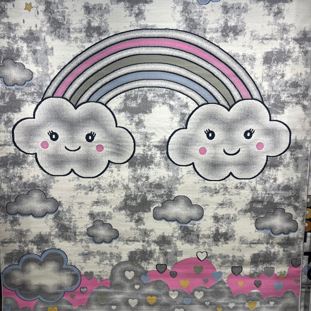 سجاد تركي اطفال كيدز 52659A اللون زهري ابيض مقاس 80*150