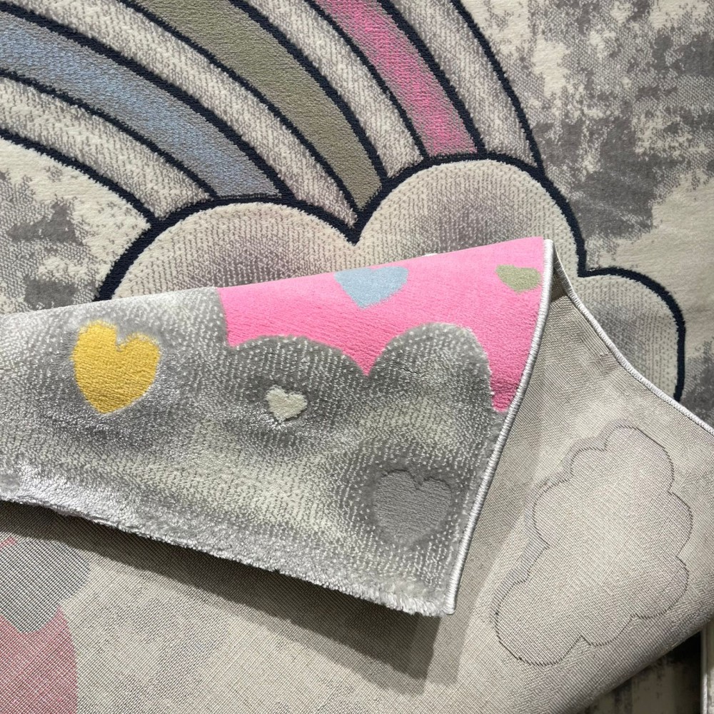 سجاد تركي اطفال كيدز 52659A اللون زهري ابيض مقاس 80*150