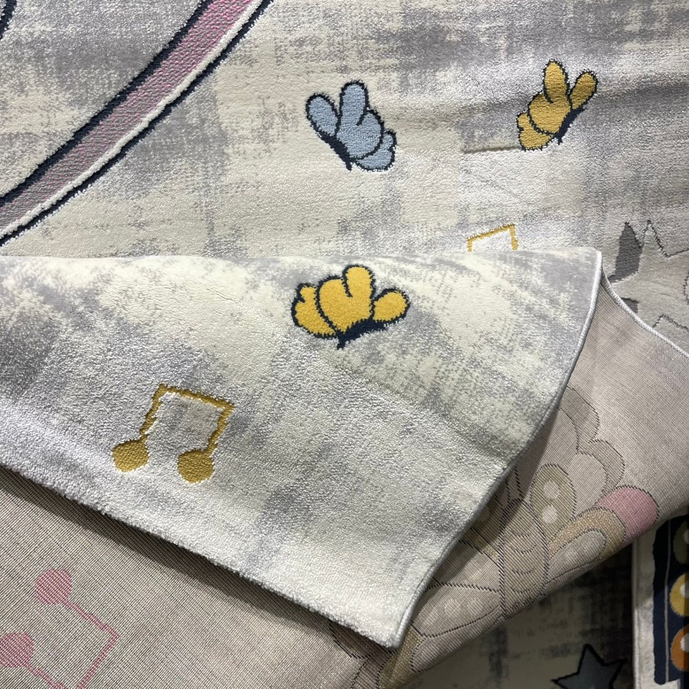 سجاد تركي اطفال كيدز 52661A اللون زهري ابيض مقاس 80*150