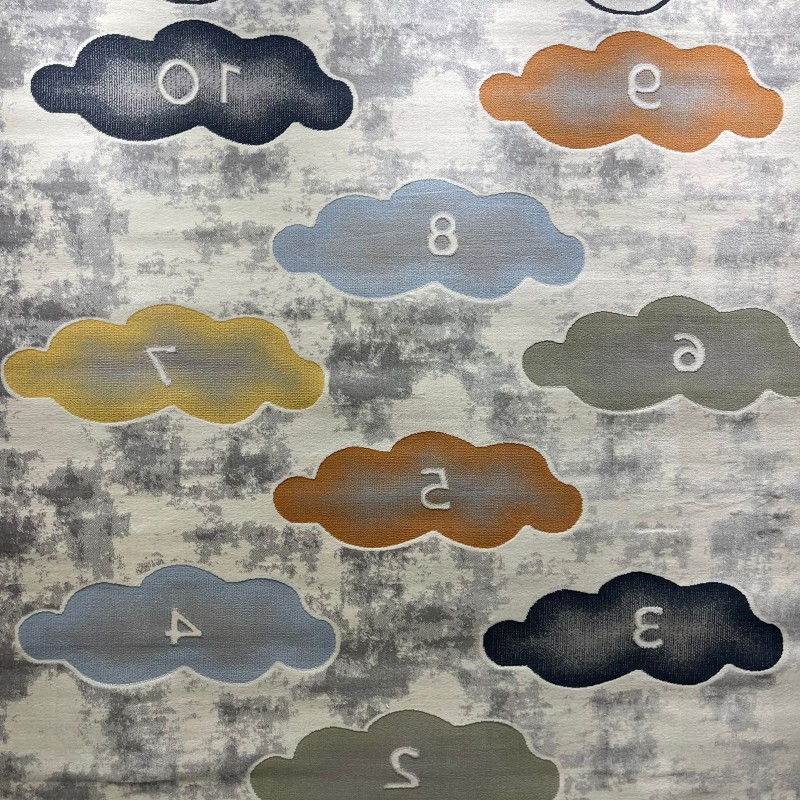 Turkish childrens rug Kids 40679A Light gray white color size 80*150