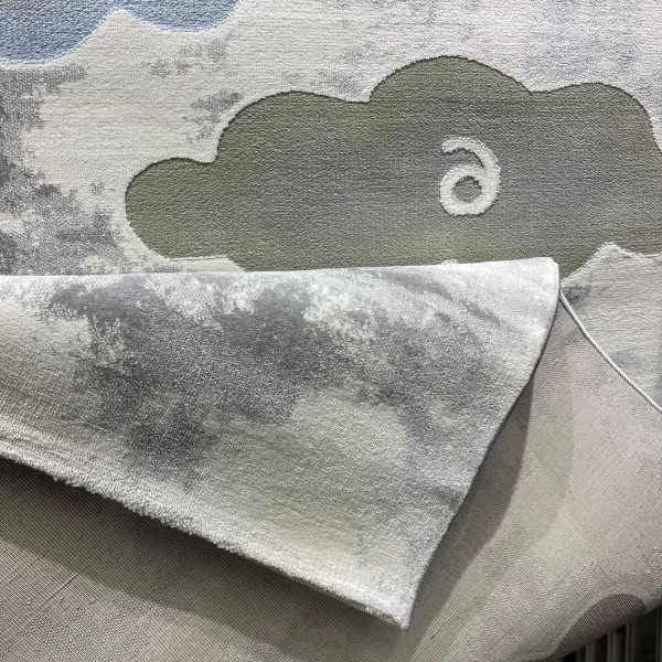 سجاد تركي اطفال كيدز 40679A اللون ابيض رصاصي فاتح مقاس 150*220
