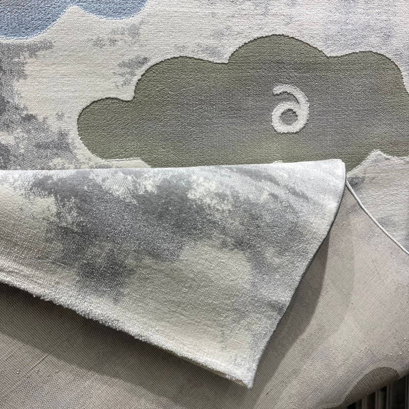 Turkish childrens rug Kids 40679A Light gray white color size 80*150