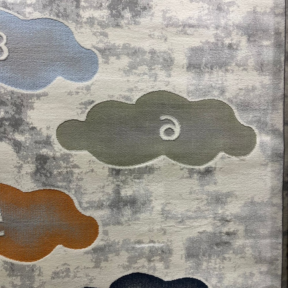 سجاد تركي اطفال كيدز 40679A اللون ابيض رصاصي فاتح مقاس 80*150