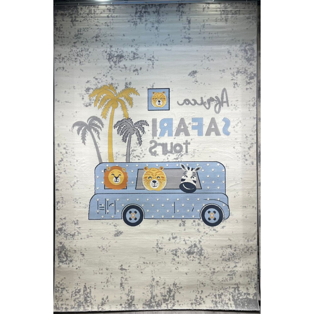 سجاد تركي اطفال كيدز 40680A اللون ابيض رصاصي فاتح مقاس 250*350