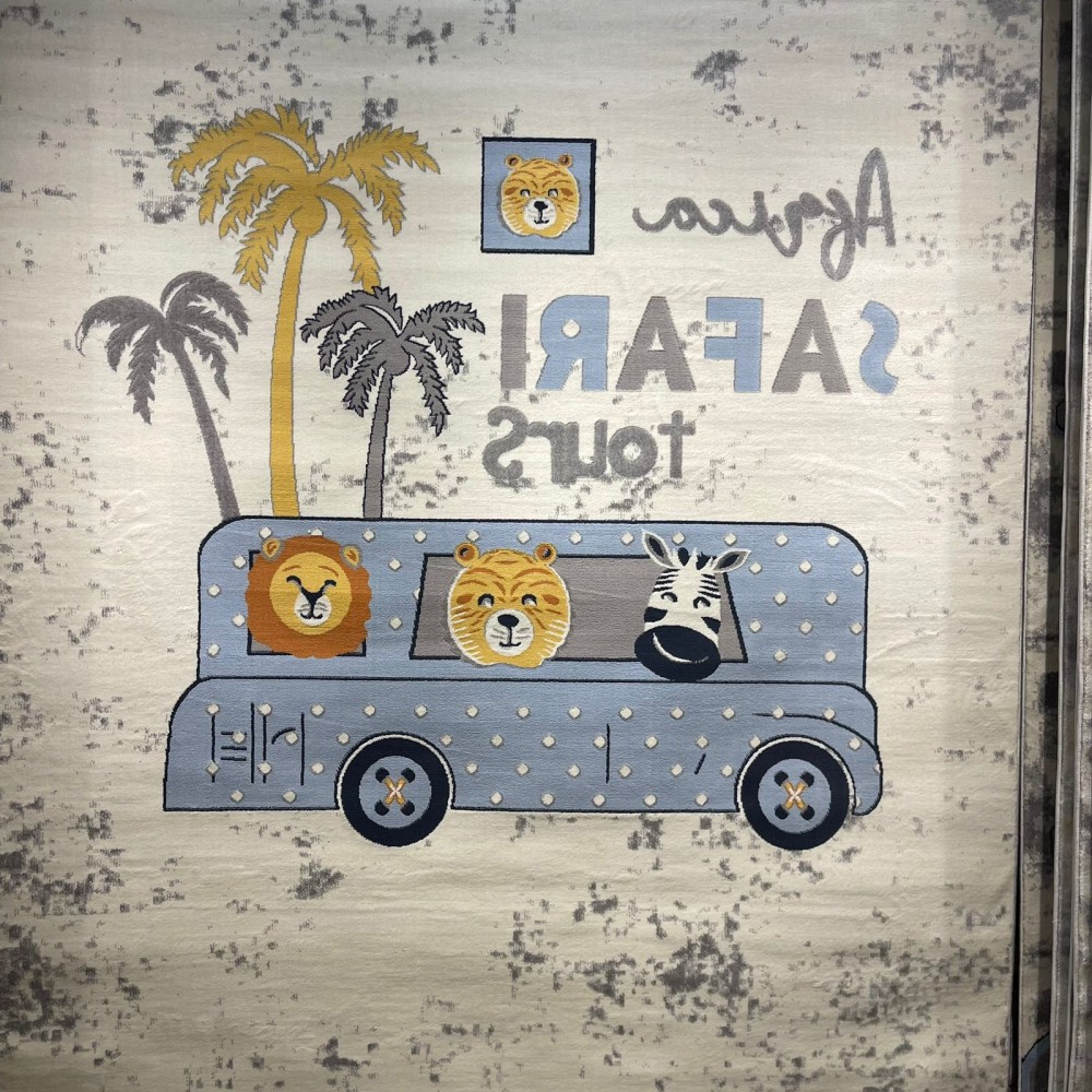 سجاد تركي اطفال كيدز 40680A اللون ابيض رصاصي فاتح مقاس 250*350