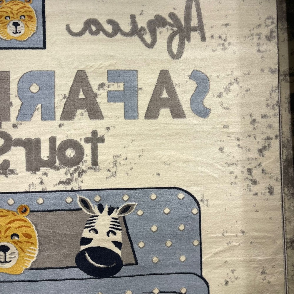 سجاد تركي اطفال كيدز 40680A اللون ابيض رصاصي فاتح مقاس 250*350