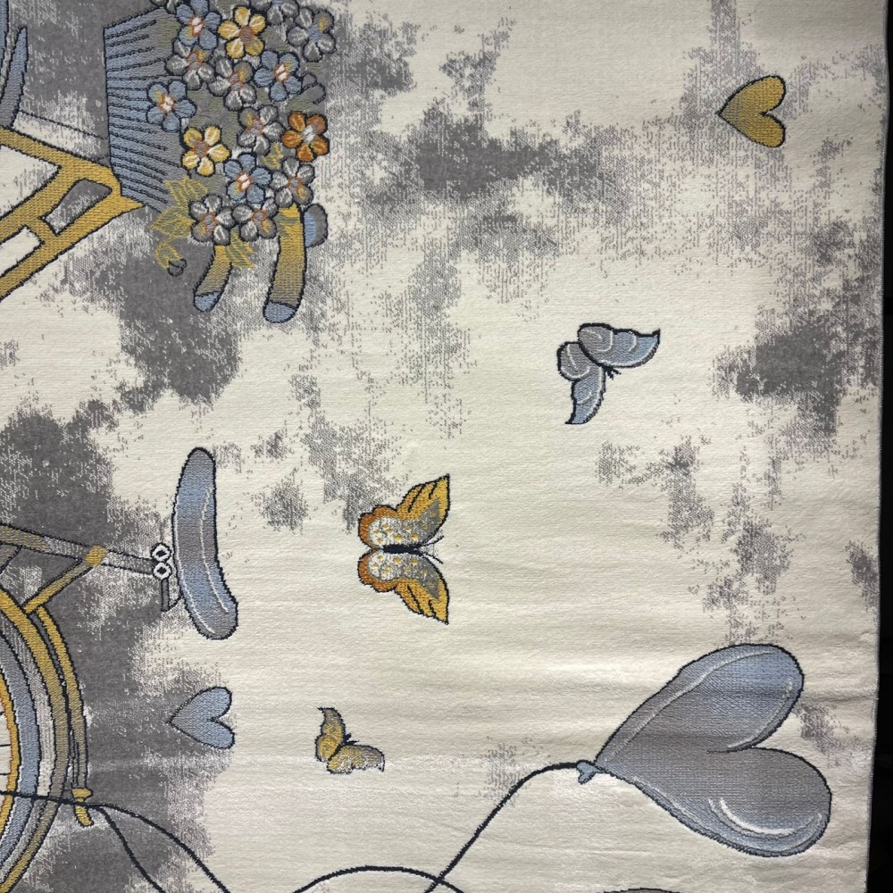 سجاد تركي اطفال كيدز 40682A اللون ابيض رصاصي فاتح مقاس 300*400