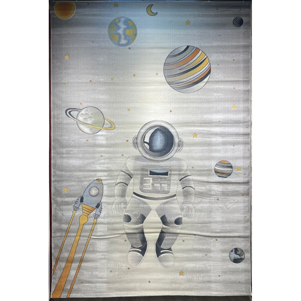 سجاد تركي اطفال كيدز 40683A اللون ابيض رصاصي فاتح مقاس 80*150