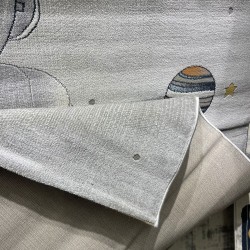 سجاد تركي اطفال كيدز 40683A اللون ابيض رصاصي فاتح مقاس 80*150