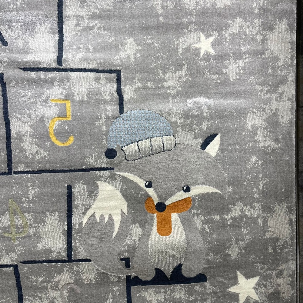 سجاد تركي اطفال كيدز 40684A اللون ابيض رصاصي فاتح مقاس 300*400