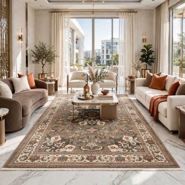 Turkish Bohemian NOVEX Rug H7479A BROWN Size 300*400