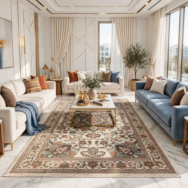 سجاد بوهيمي نوفكس تركي  H7479A كريم مقاس 100*200 سم