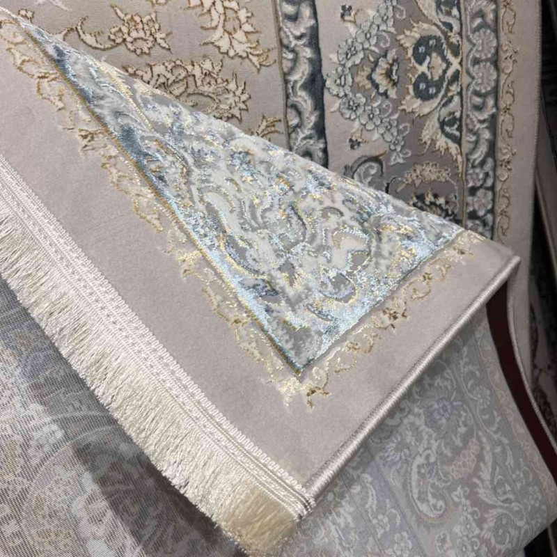 Turkish rug Iranian lux 8024H sky blue color size 300*400