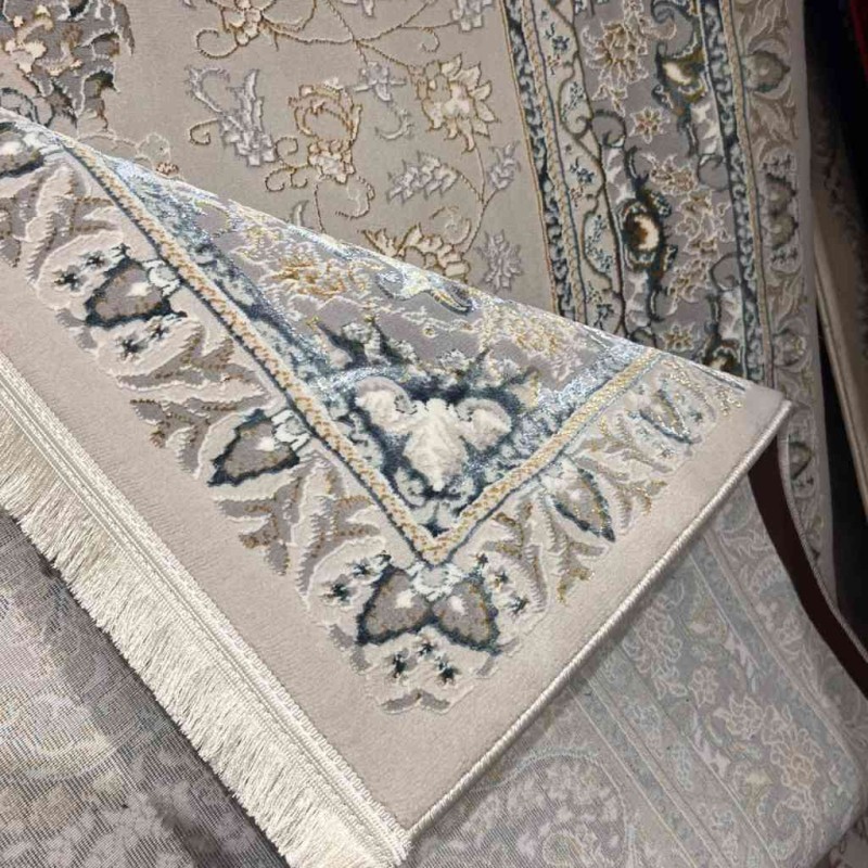 Turkish rug Iranian lux 9054H sky blue color size 100*200