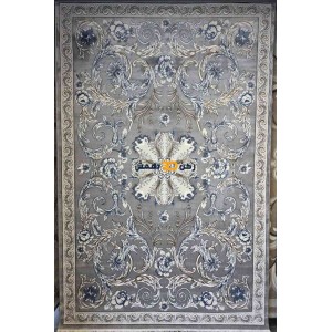 Luxury Turkish rug French pattern 34202A sky gray color size 100*300