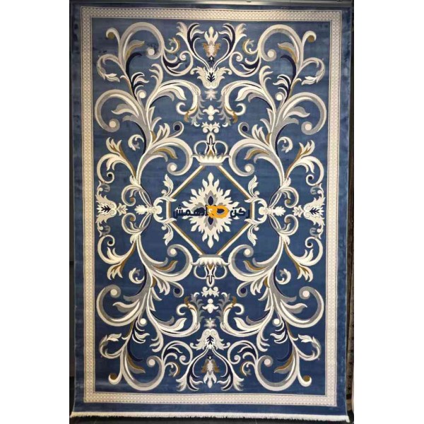 Luxury Turkish rug French pattern 40642A sky blue color size 100*200