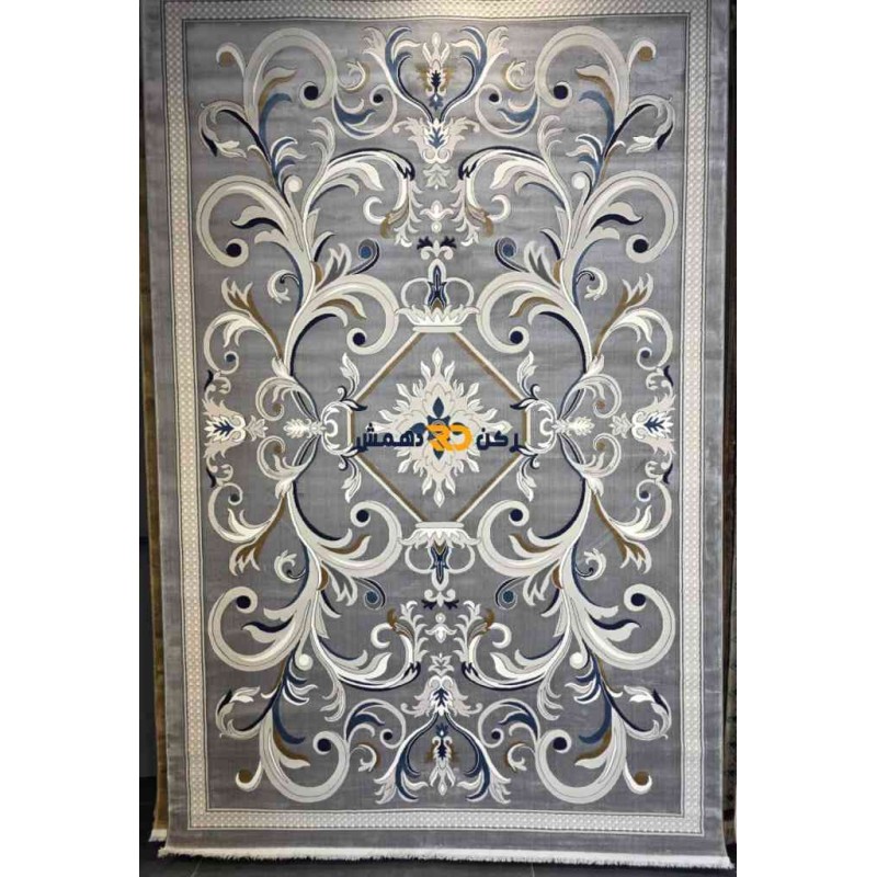 Luxury Turkish rug French pattern 40642A sky gray color size 80*150