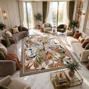 سجاد برلنت تركي نقش كوري 9938A بني كريم - مقاس 100*300 سم مشاية ممرات