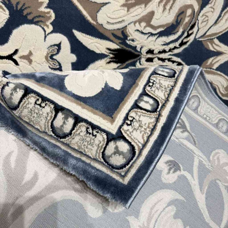 Turkish Jasmine Rug French Pattern 9050A, Blue Size 150*220