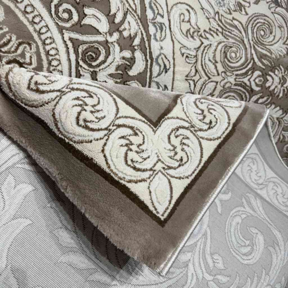 سجاد تركي ياسمين نقش فرنسي 9051A بيج غامق مقاس 400*500