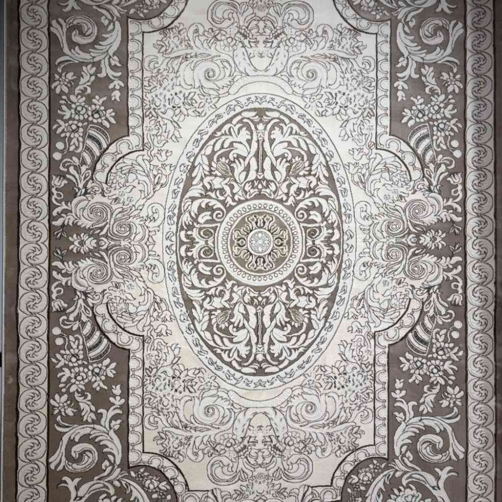 سجاد تركي ياسمين نقش فرنسي 9051A بيج غامق مقاس 400*500