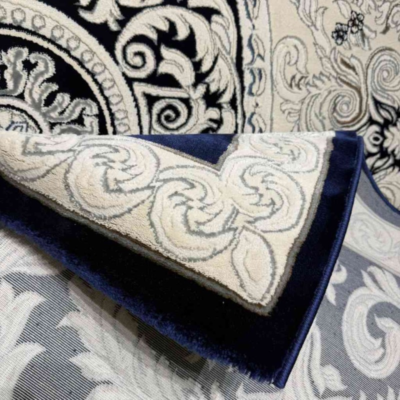 Turkish Jasmine Rug French Pattern 9051A navy Size 80*150